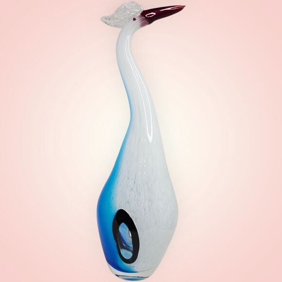 Vtg Mid Century Italian Murano Art Glass Hand Blown Bird Heron Sculpture - Picture 2 of 14